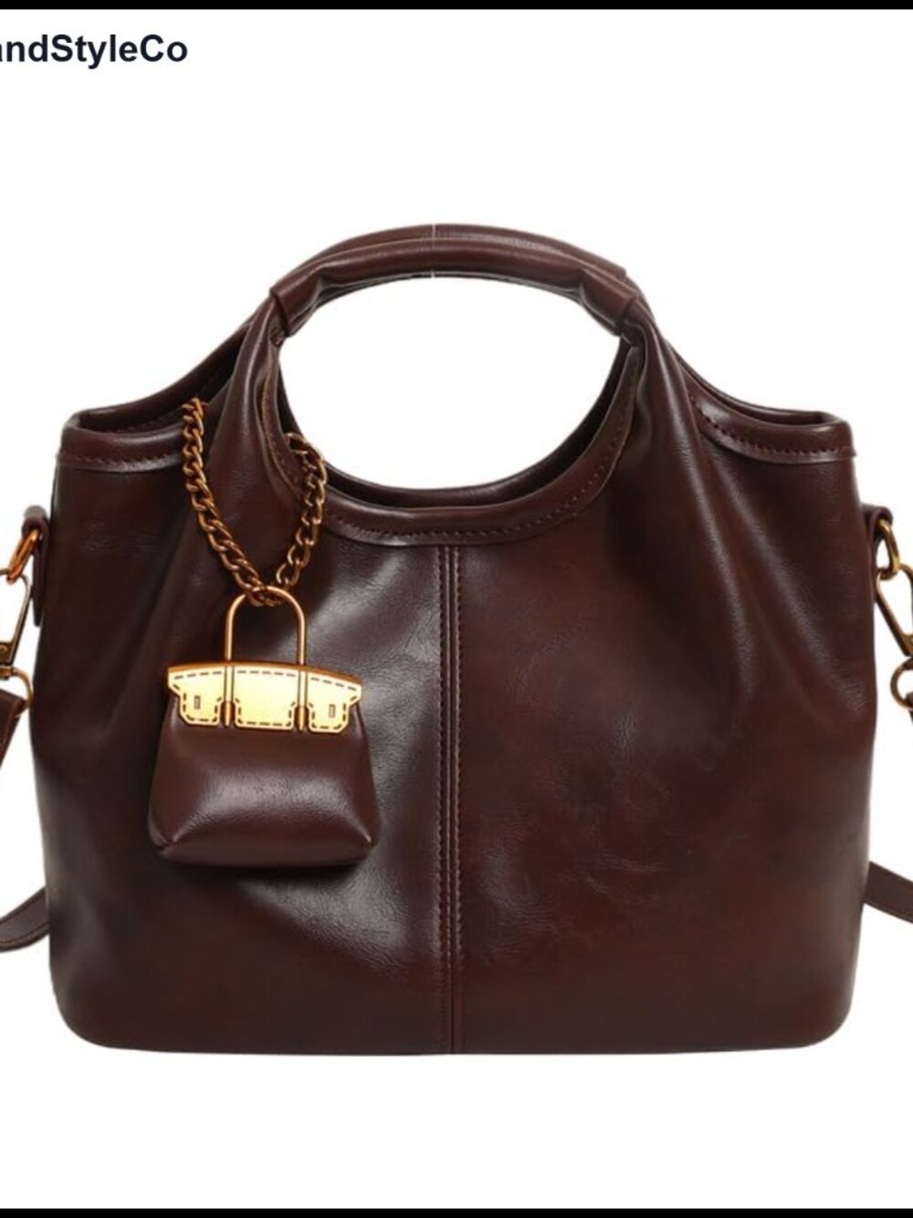 Retro Satchel Handbag Set 2 Piece Top Handle with Detachable Strap
